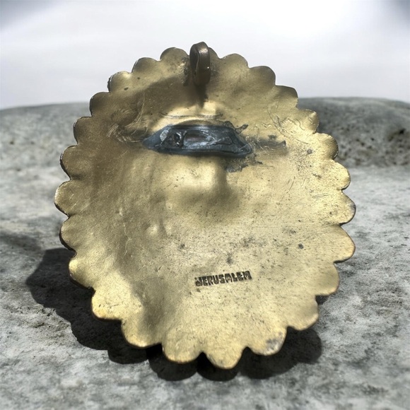Jerusalem 1950's Eilat stone vintage pendant Vermeil Sterling  Silver - Picture 3 of 3
